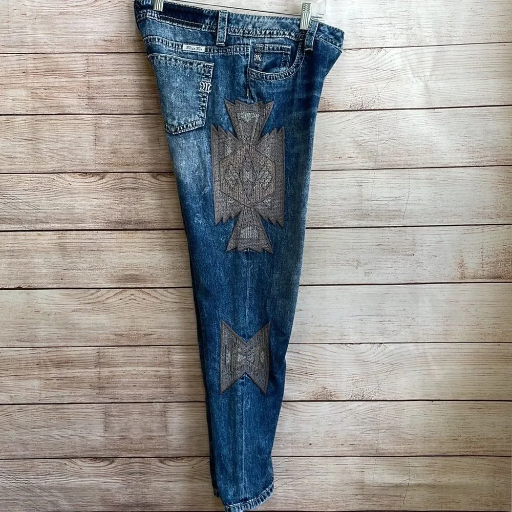 ‎MISS ME AZTEC EMBROIDERED ANKLE JEANS